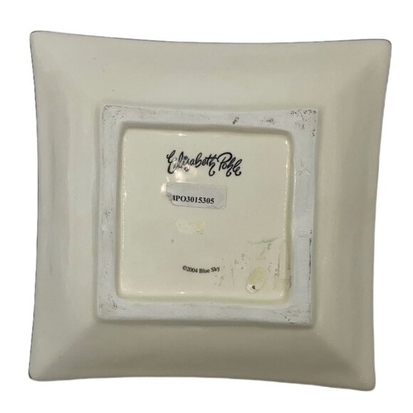 Elisabeth Pohle Cow Dish Square Wreath Brown Black White 2004 Blue Sky - Picture 2 of 6